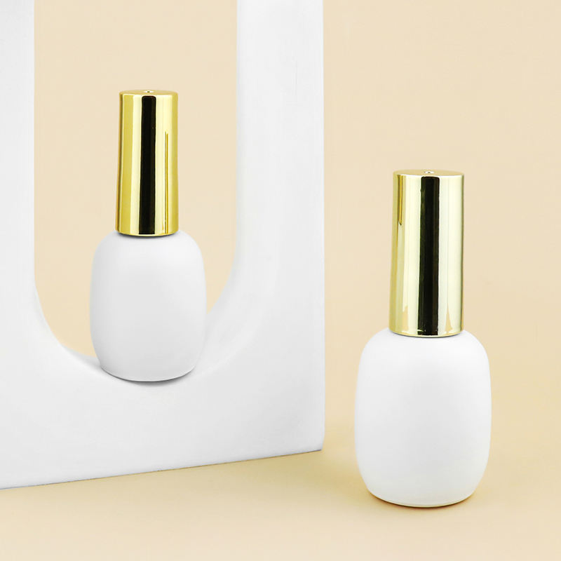 White Glass Bottle With Plating Cap for Gel Nail Polish Empty Bulk-nail-polish-bottles Round