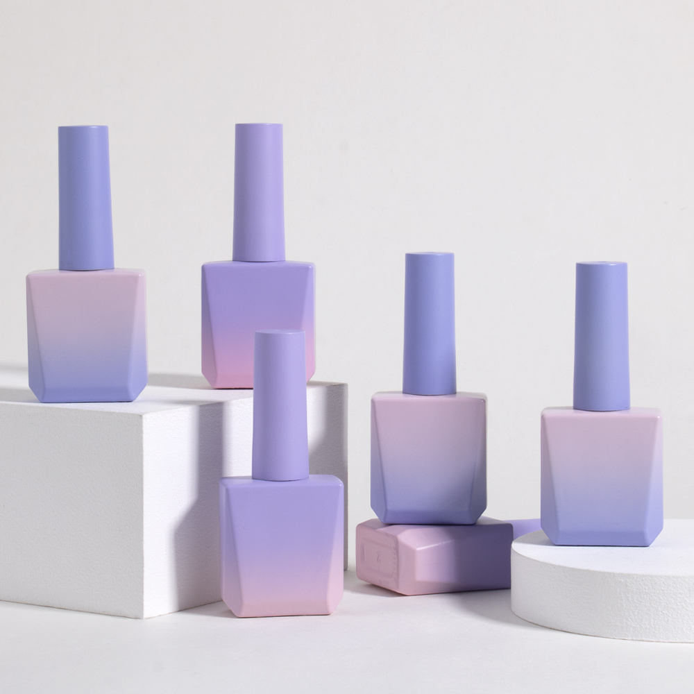 15ml Gradient Purple Empty Nail Polish Bottles Glass Container for Nail Polish Glass Cosmetic Pot Nail Beauty Oil Packing Bottle
