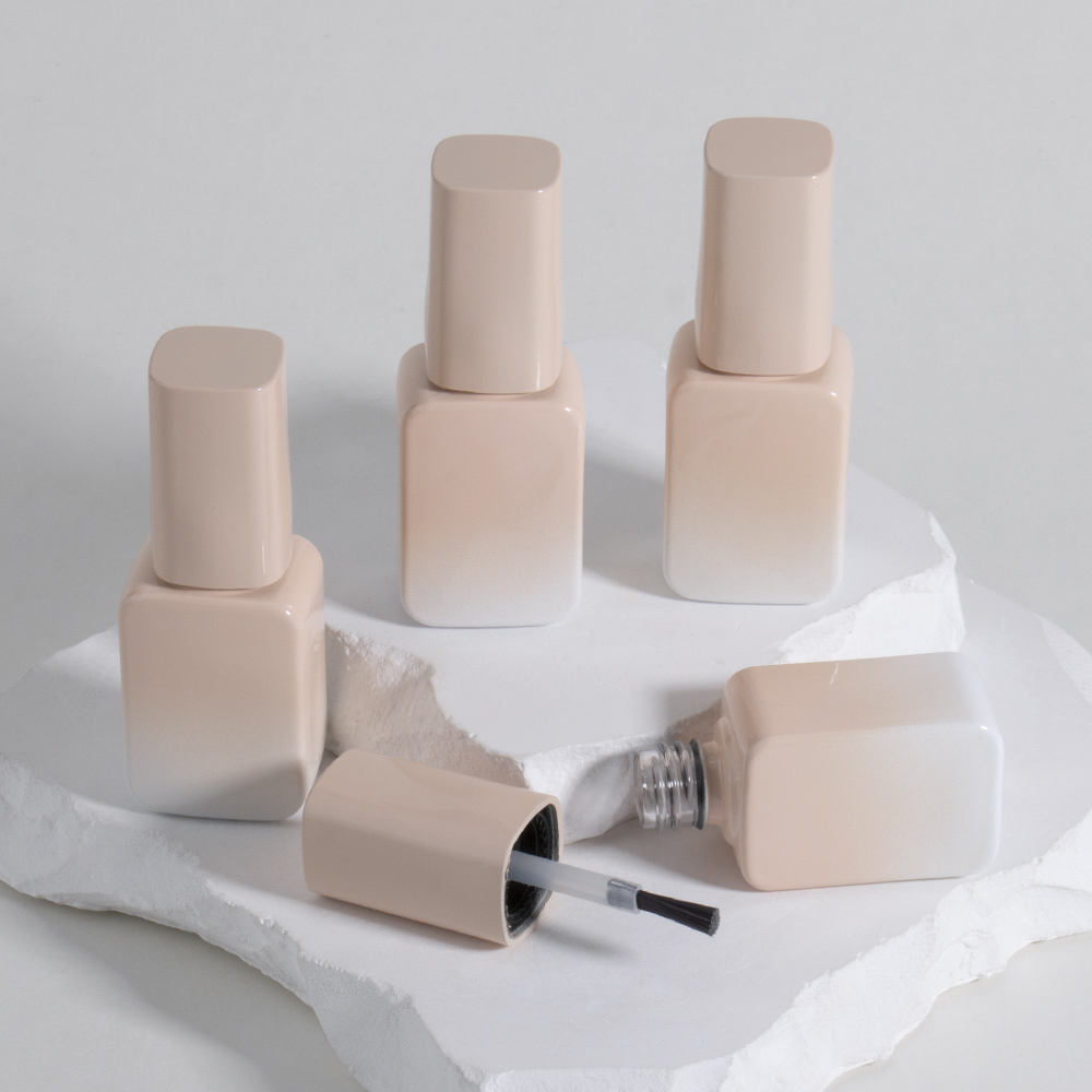 Custom square High Quality Stained Glass Nail Polish Bottle Comes With Label UV Gel Empty Nail Polish Bottle