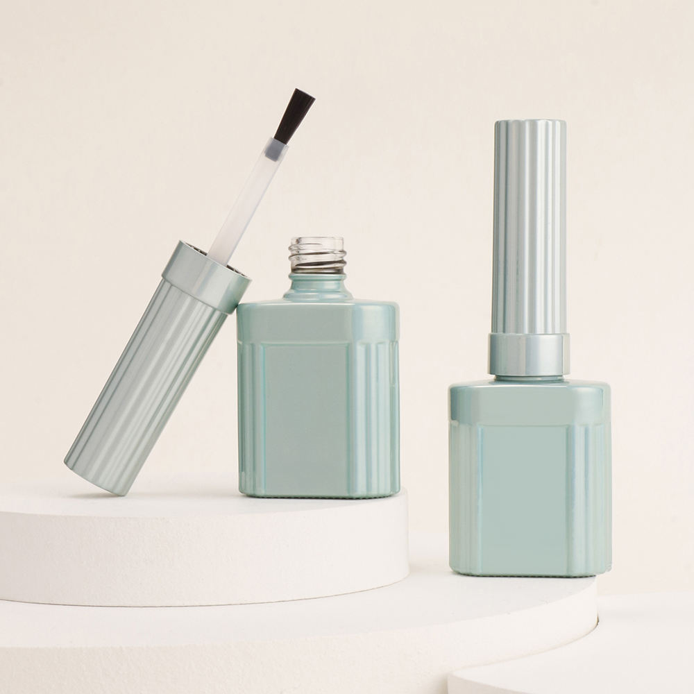 Custom Wholesale High Quality Green Nail Polish Bottle Brush Clear Empty Nail Polish Bottle