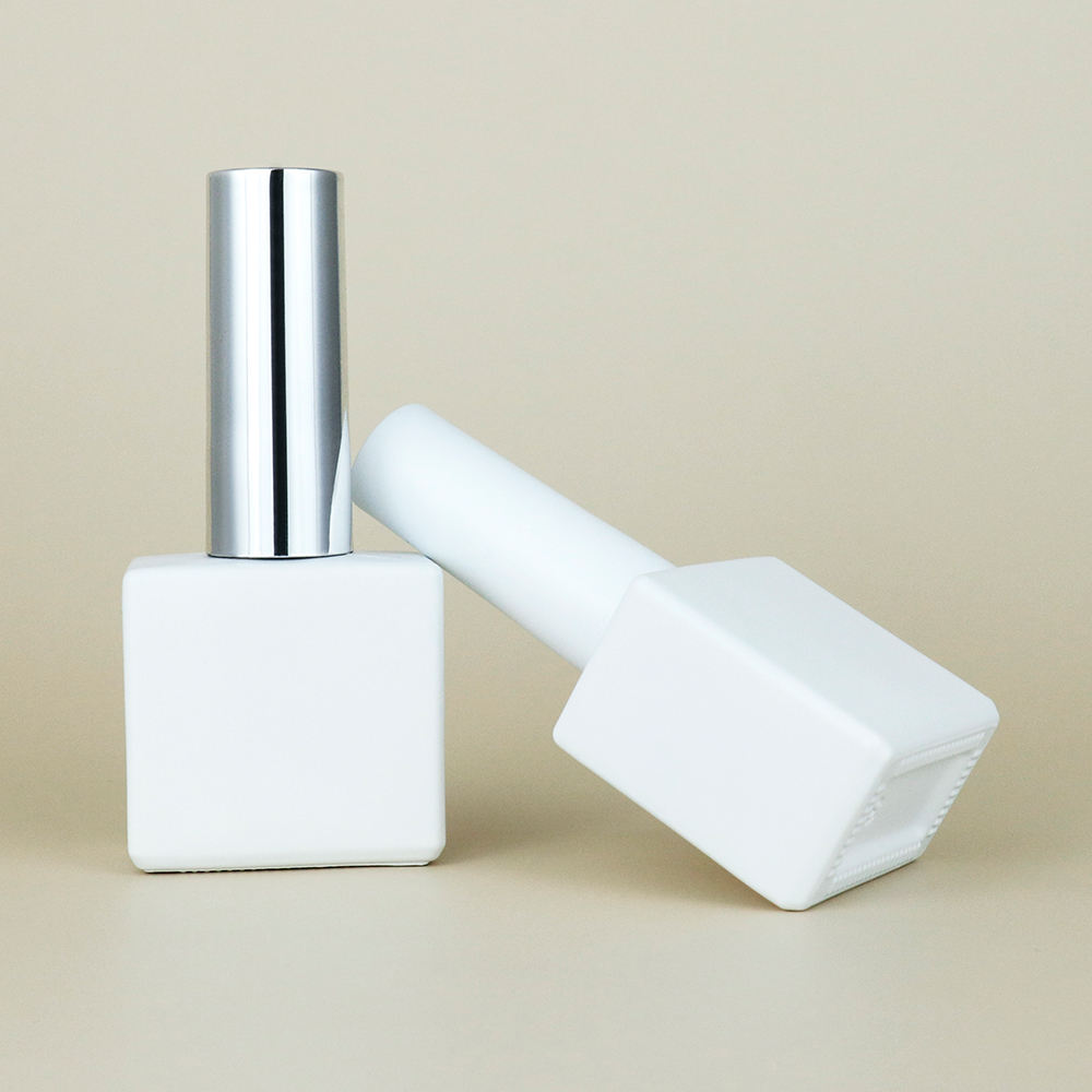 Square 15ml Uv Gel Nail Polish Bottle Supplier Glass White Empty Gel Polish Bottle