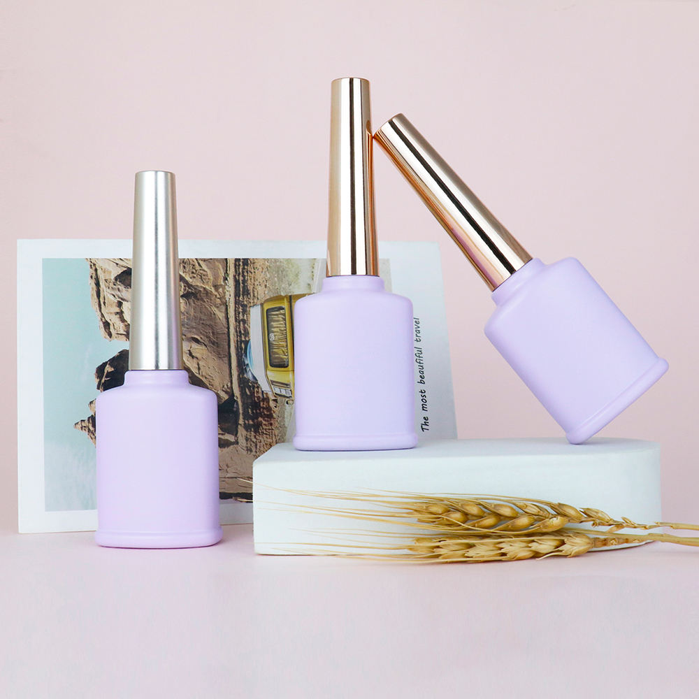 Custom Unique 15ml pink Gel Nail Polish Bottle Factory Wholesale Glossy Printed logo Nail Oil Liquid Glass Packing Container
