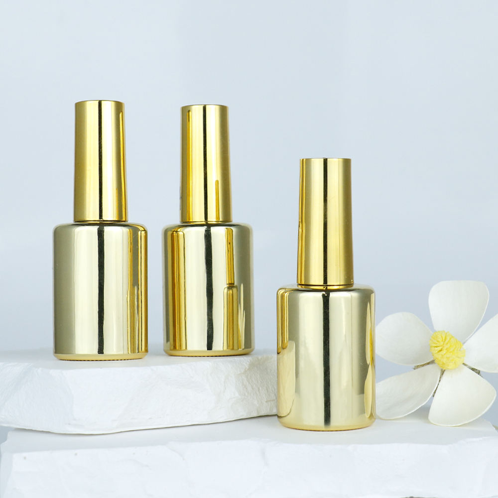 Manufacturer Private Label 12ml Golden Personal Empty Uv Gel Nail Polish Bottle With Custom Design