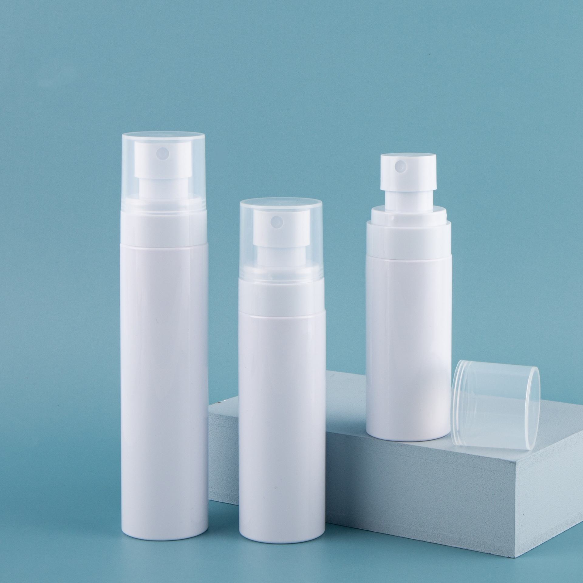Refillable 1oz 2oz White Plastic Lotion Pump Bottle clear Frosted Cosmetic Packaging Containers