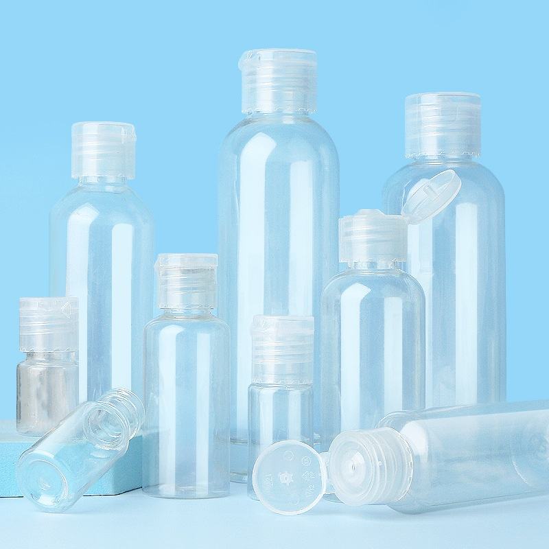 Reusable Extruded Bottle with Flip Cover Shampoo Cosmetics Lotion PET Transparent Plastic Bottle for Travel