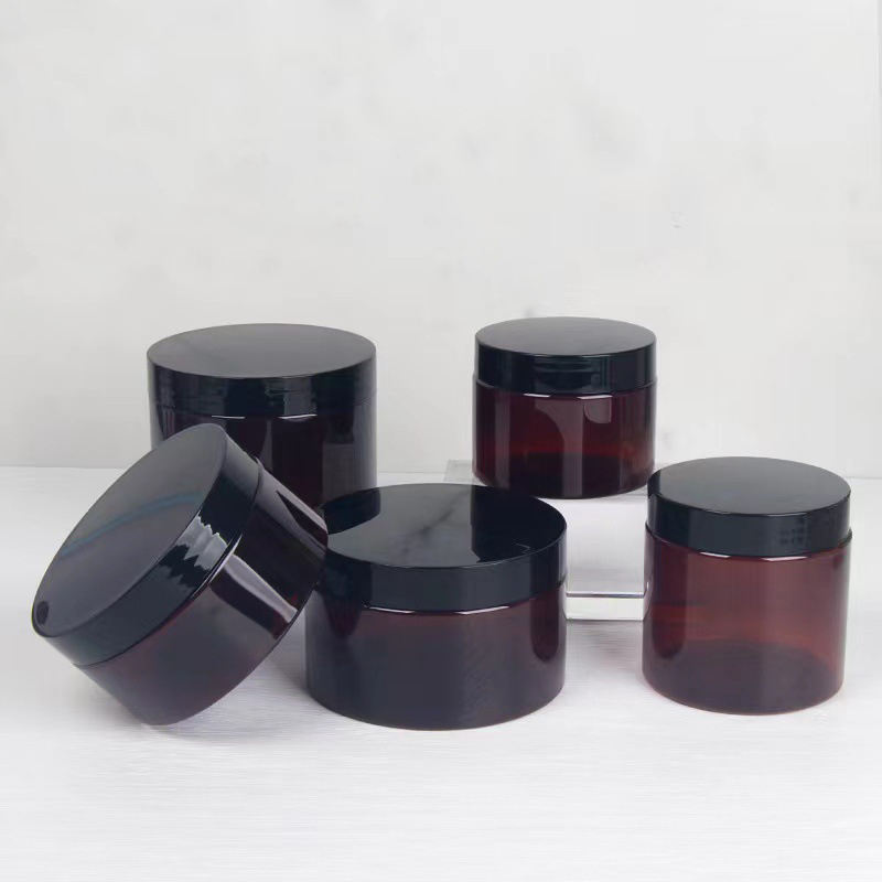 Custom OEM Plastic 100ml 200ml 300ml 350ml Hair Jar Body Scrub and Cream Container with PET Lids Cosmetic Packaging Jar