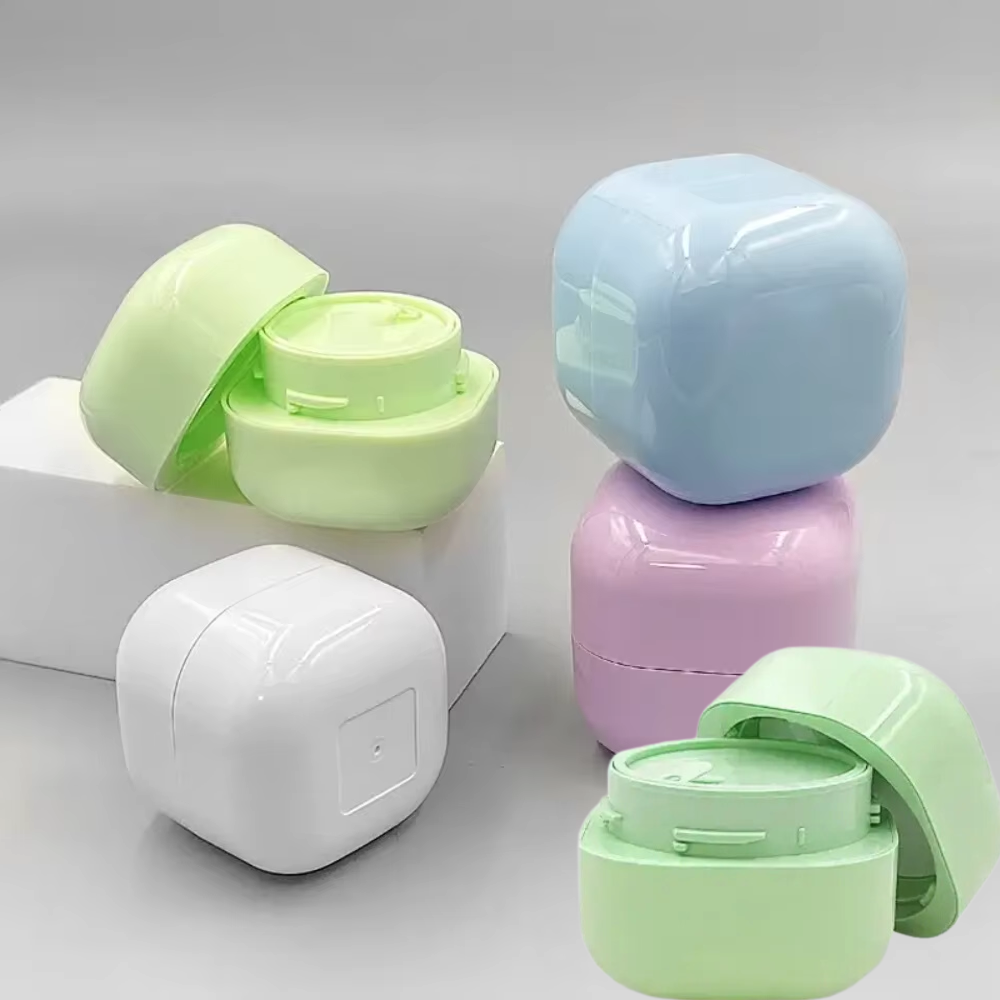 High Quality Custom Color Square Cosmetic Jar with Plastic Lid for Eye Lip Cream 