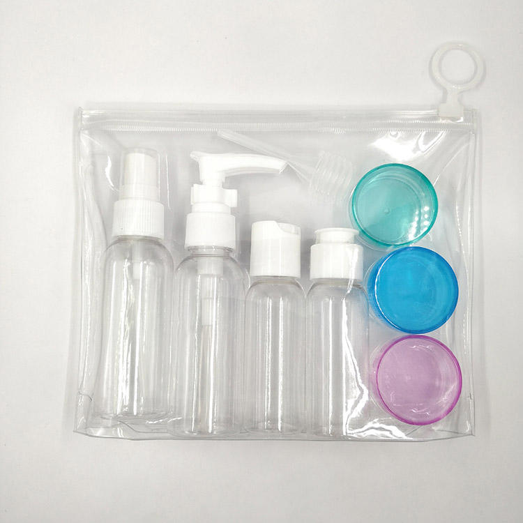 Mini Portable Plastic Packaging Bottle Travel Set PET Cosmetic Jar Daily Care Lotion Spray Bottle Set