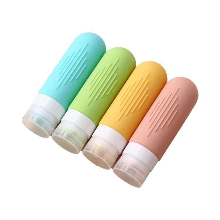 Wholesale Travel Accessories Container Set 90ml Travel Bottle 4 Pack Empty Silicone Travel Toiletries Bottle Kit