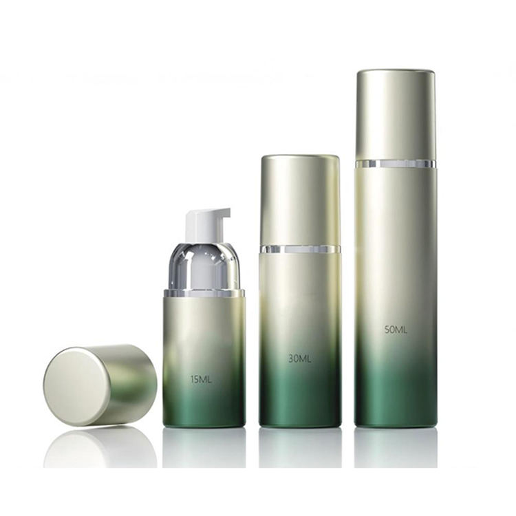 Wholesale Customizable Gradient Blue 15ML 30ML 50ML Airless Plastic Bottles with Silver Pump