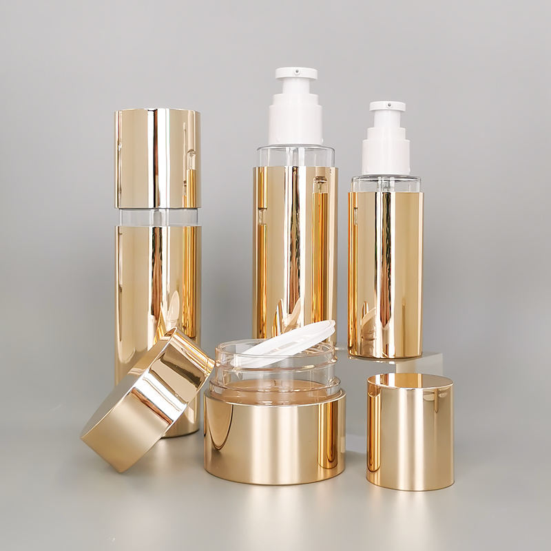 Gold Cosmetic Customizable Luxury Plastic Foam 30 50 100ml Face Skin Care Airless Bottle with Lotion Pump Cosmetics Bottles