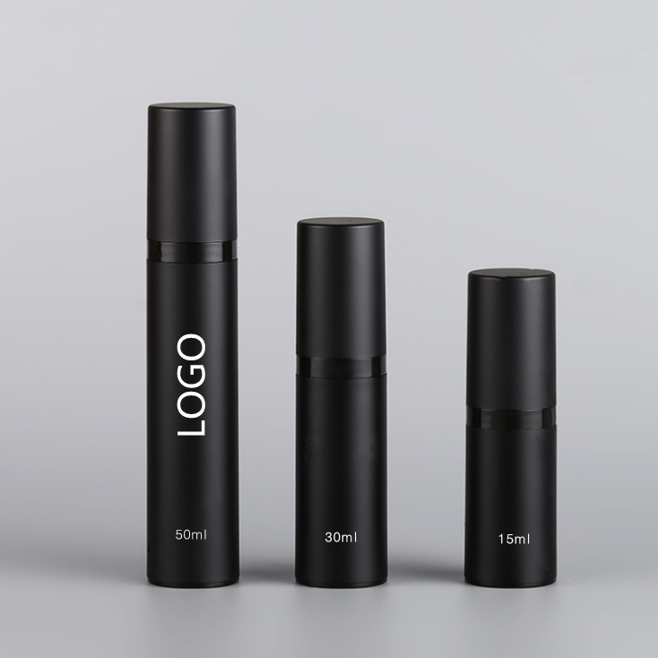 Hot Selling New Style Matte Black Airless Bottle 15ml 30ml 50ml Empty Cosmetic Plastic Pump Lotion Bottles