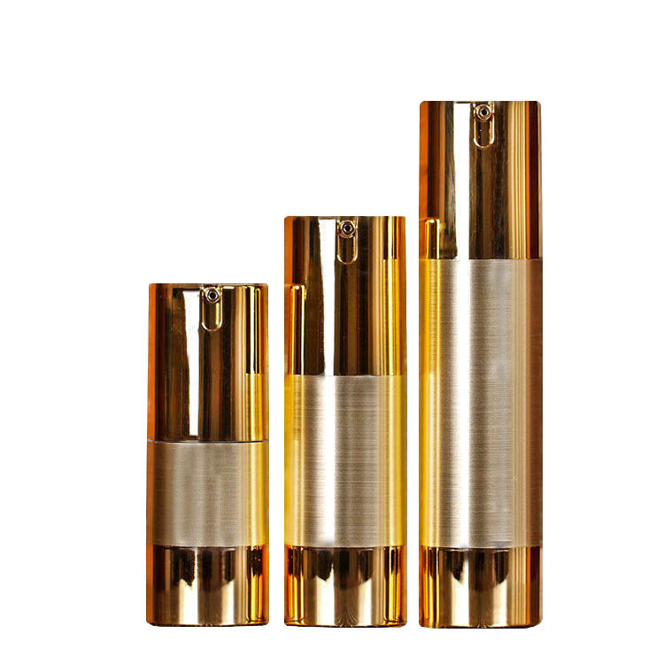 Airless Plastic Pump Bottle Gold/silver Plated Facial Cleanser Lotion Bottles Travel Size Container 15ml 30ml 50ml 80ml 100ml