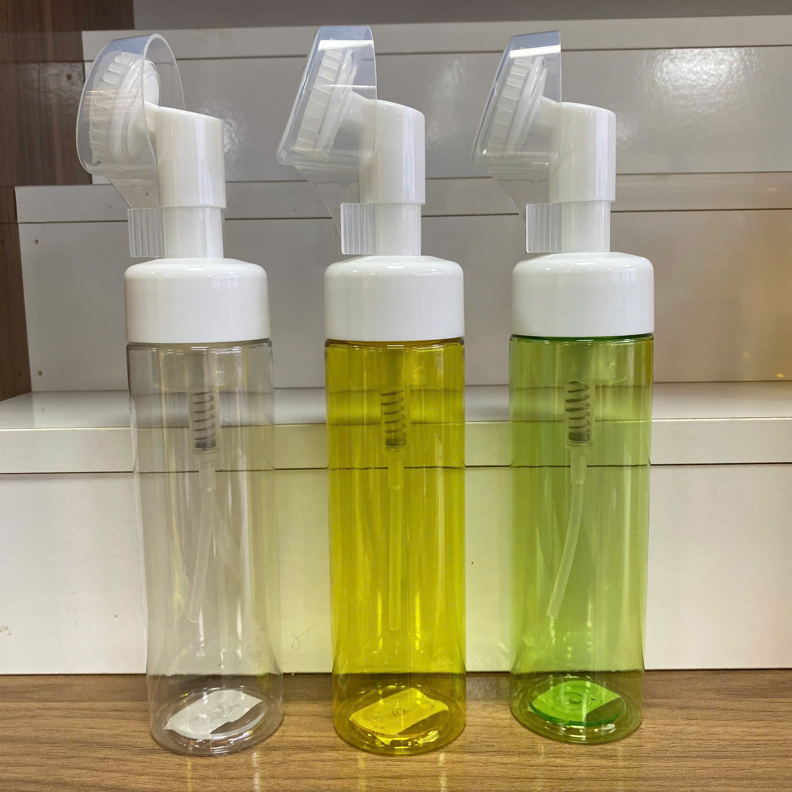 100ml 150ml 180ml 200ml Clear PET Foaming Bottle Empty 42mm Neck Plastic Soap Dispenser Foam Bottle with Brush 