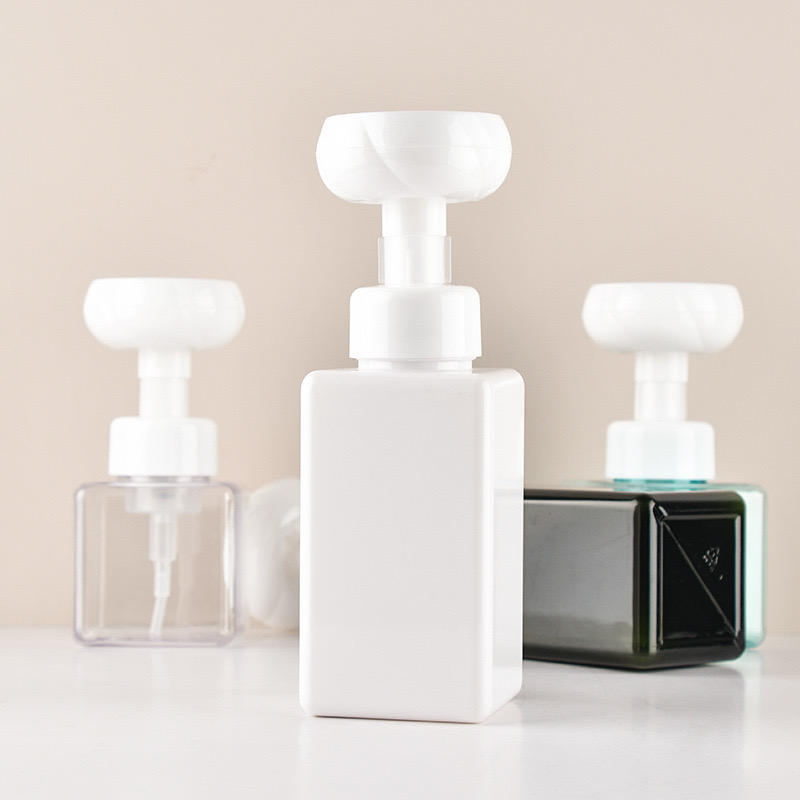 250ml 450ML 650ML Square PETG Flower Pump Foam Bottle,Foam Press Flower Hand Soap Bottle Cosmetic Refill Bottle