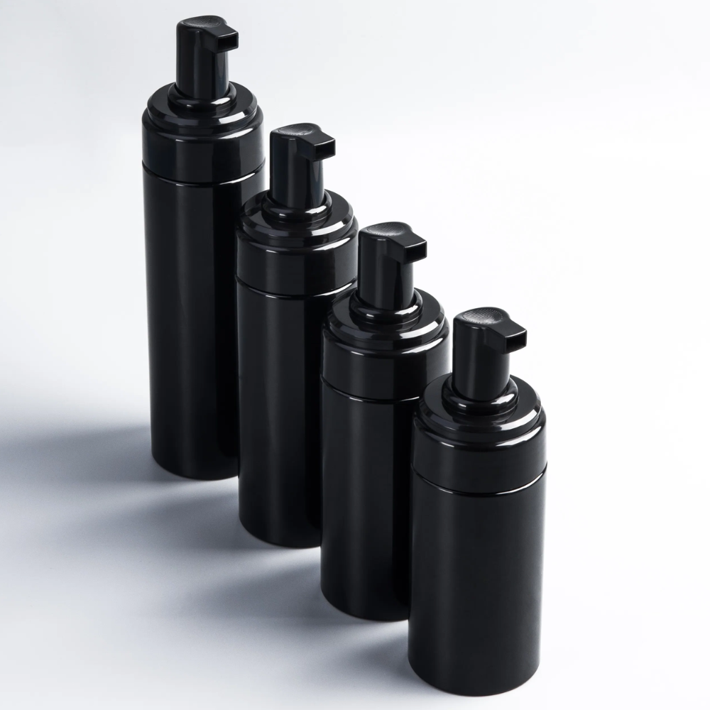 Black Foam Bottle 80ml 100ml 150ml Capacity Cylinder with Foaming Head for Shower Gel Facial Cleanser Cosmetic Use