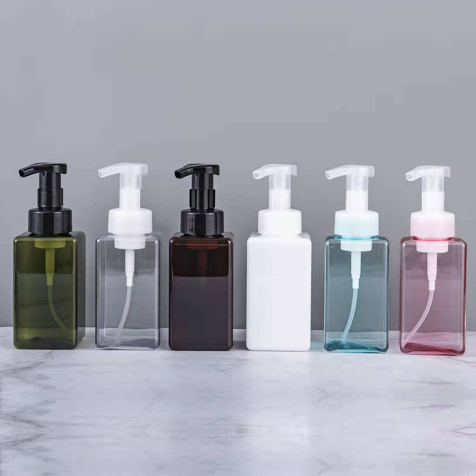 Custom 450ml Empty PETG Refillable Square Hand Soap Dispenser Foam Wash Bottle Plastic Pump Bottle for Lotion Shampoo Luxury