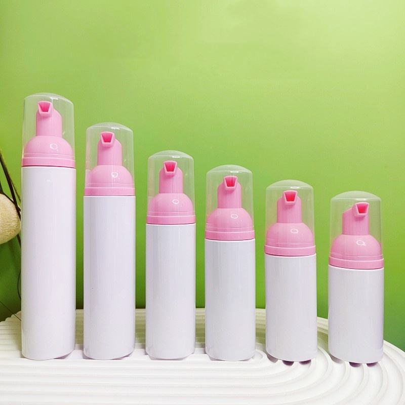 Custom Skincare Mousse Foam Container 80ml 100ml White Foaming Pump Bottle with Silver Gold Black Foam Pump