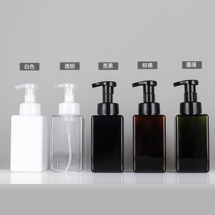 Square Plastic Cosmetic Packaging 450ml 15 oz Foaming Liquid Soap Container PETG Plastic Foam Pump Bottles