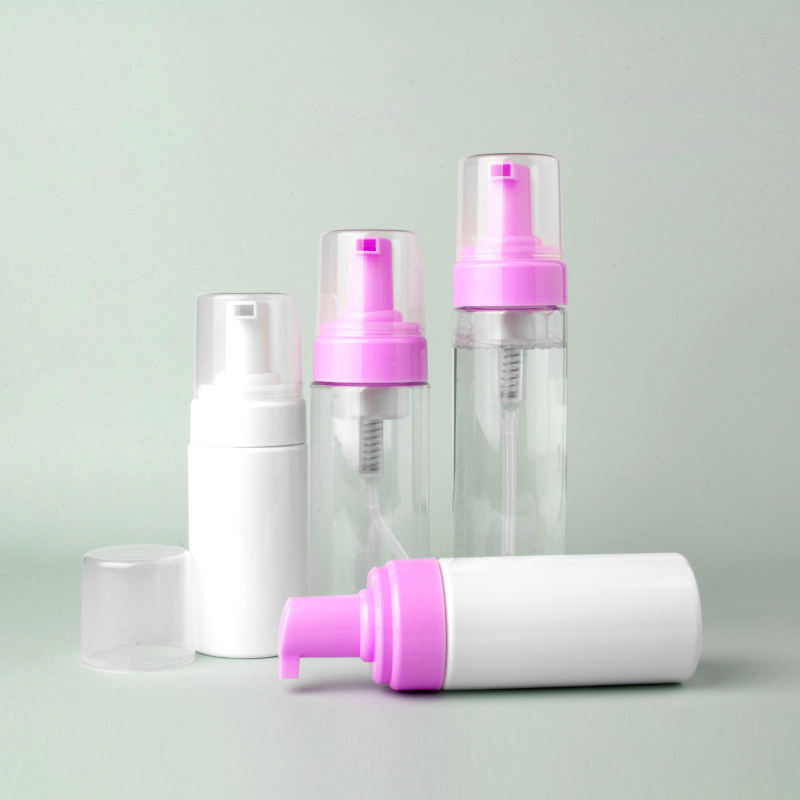 Wholesale Mousse Facial Cleanser Hand Sanitizer Tanning Foam Pump Bottle Flat Shoulder Plastic Press Type Dispenser Made PET PP