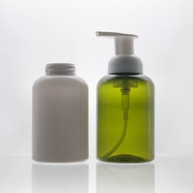350ml clear Green Foaming Pump PET Plastic Bottle for Facial Cleanser  Manufacturer