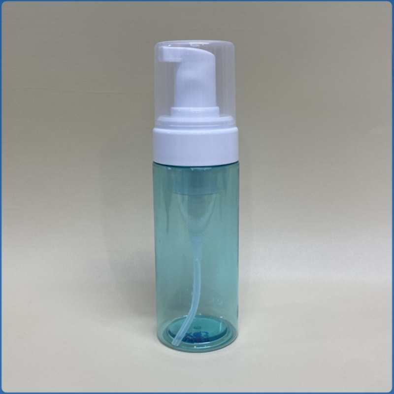 Bottle  OEM ODM 150ml-42mm-25g Blue Foam Pump PET Bottle with White/Black Pet Pump Cosmetic Liquid Foaming Soap Bottles