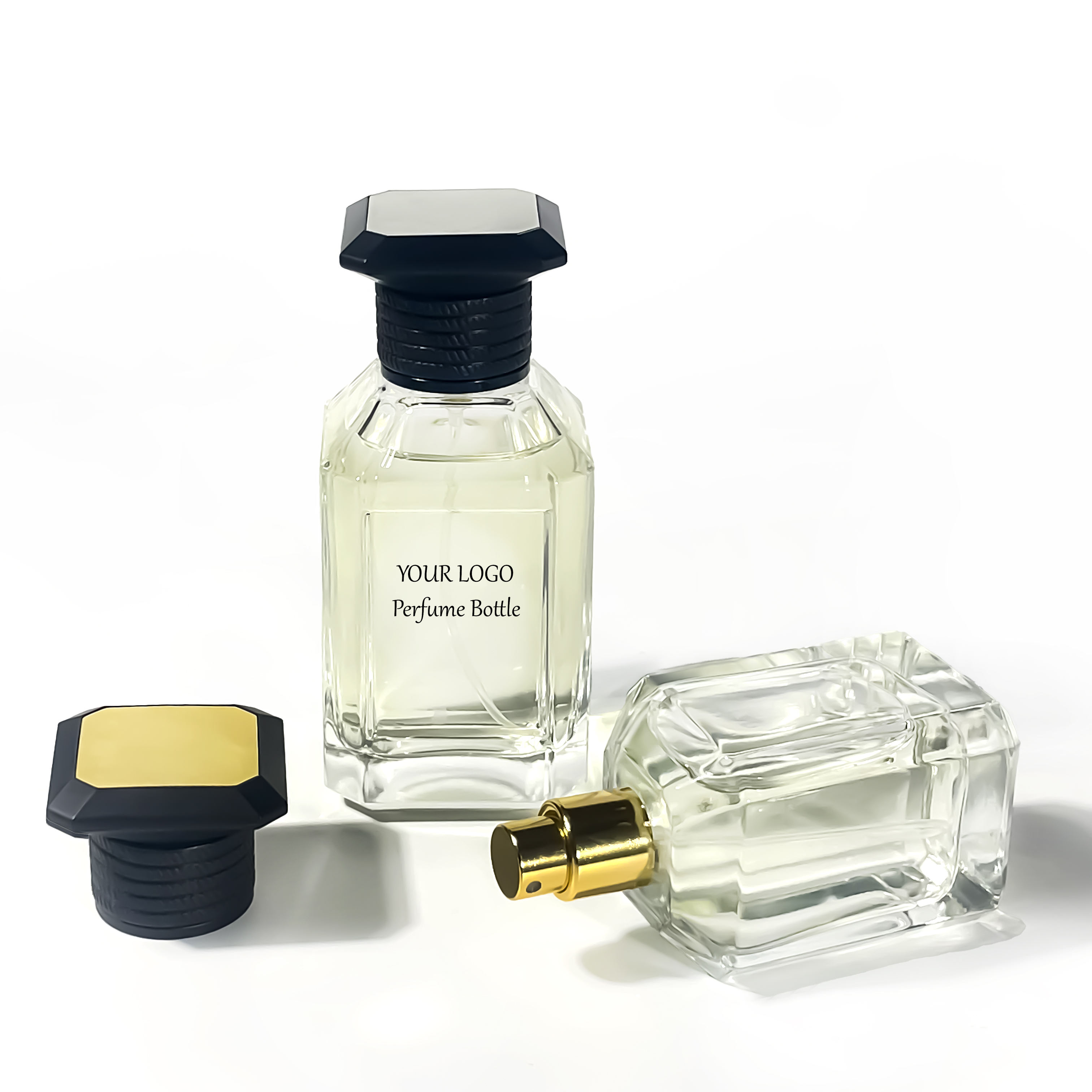 Wholesale Glass Packaging Empty Perfume Bottle 30ml 50ml 100ml Empty Clear Unique Shaped Glass Perfume Bottle With Box