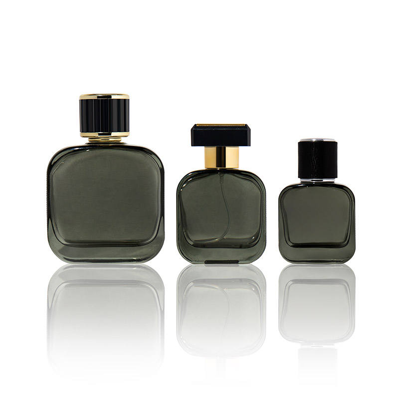 30ml 50ml 100ml Empty Luxury Grey Flat Cosmetic Packaging Design Shape Perfume Fine Mist Glass Bottles With Spray