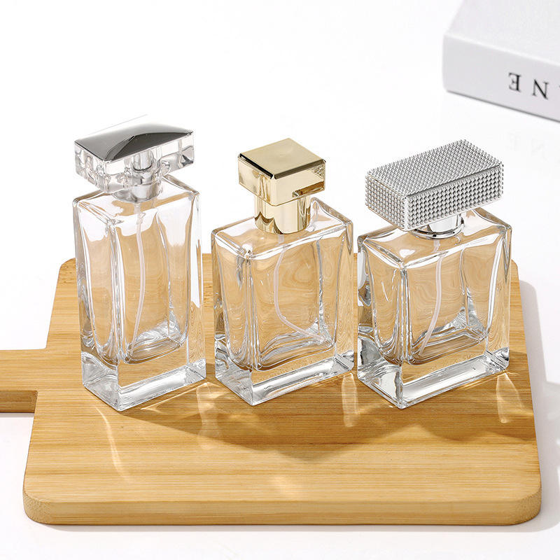Custom 30ml 50ml100ml Luxury Perfume Bottle Empty Glass Perfume Bottle square  Cosmetic Spray Bottle