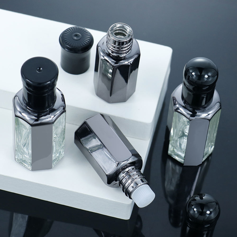 3 ml 6 ml 12ml Empty Octagonal Attar Bottle With Glass Stick New Small Glass Massage Oil Roller Bottle