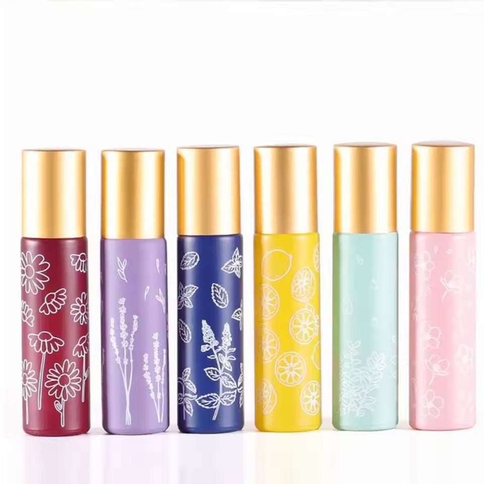 Custom Glass Roll-On Bottle 5ml Steel Roller for Ball for Perfume Aromatherapy Essential Oils Portable NEW Empty Refillable