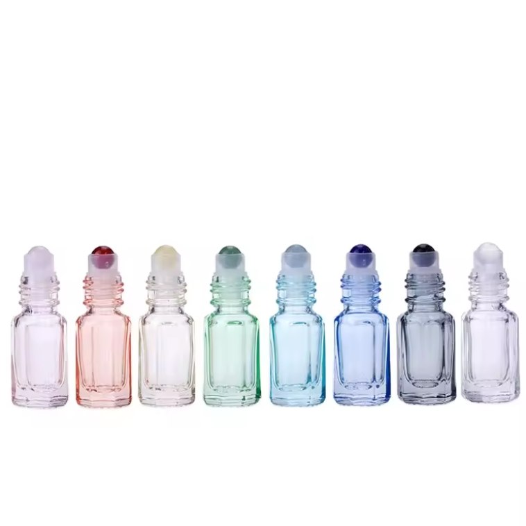 Factory Price 3ml Octagonal Roller Ball Bottle Crystal Jade Essential Oil Bottle
