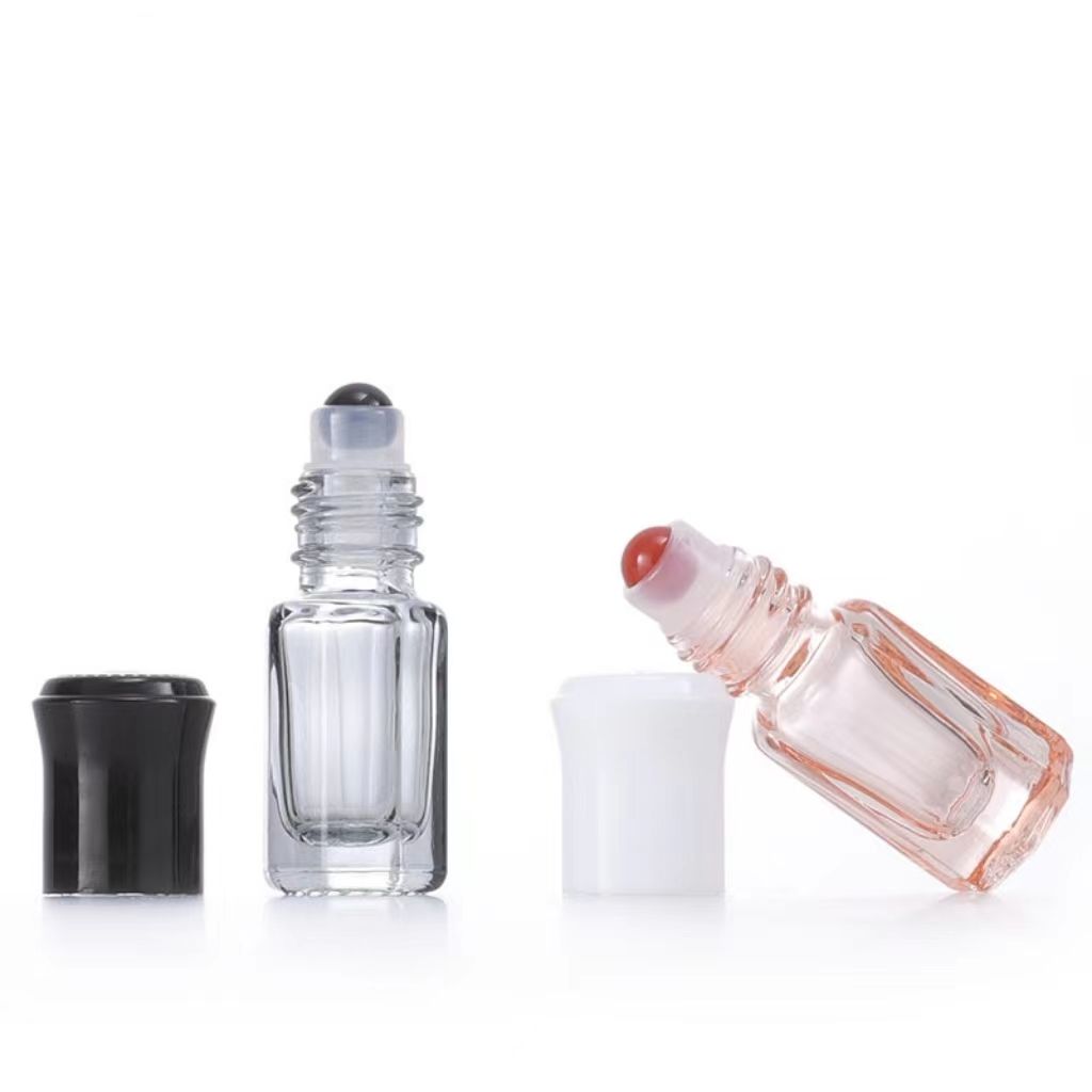 Mini 3ml Travel Clear Octagonal Roller Ball Glass Essential Oil Perfume Bottle