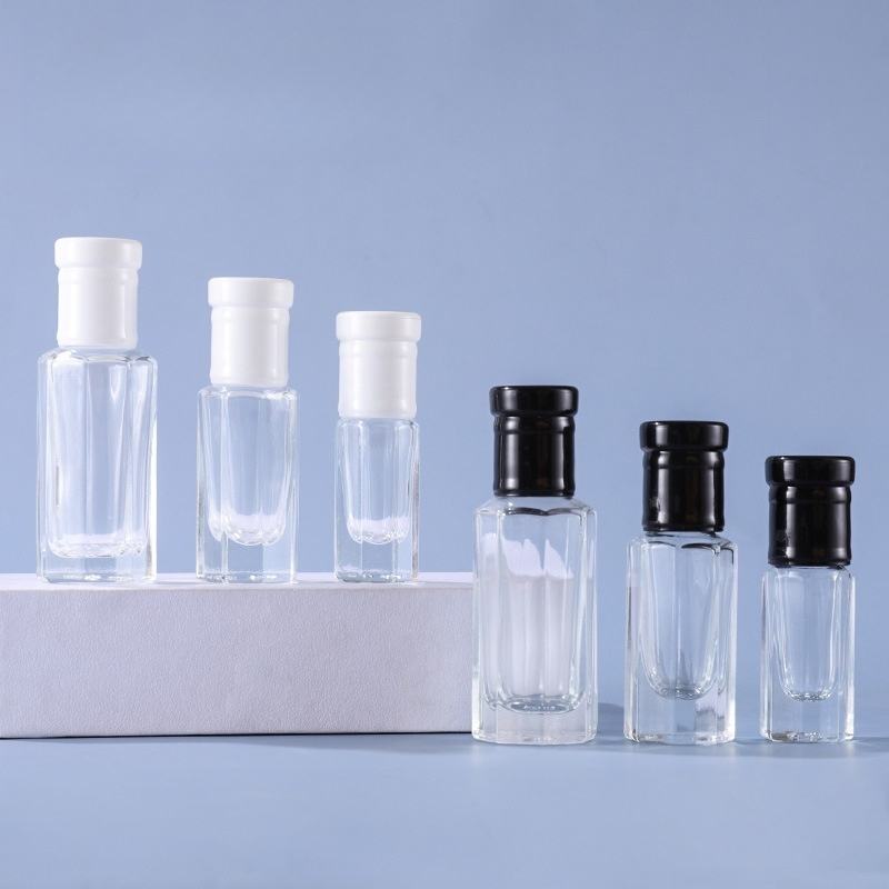 Wholesale 3ml 6ml 12ml Transparent Slender Octagonal Glass Cosmetic Perfume Essential Oil Roller Bottle