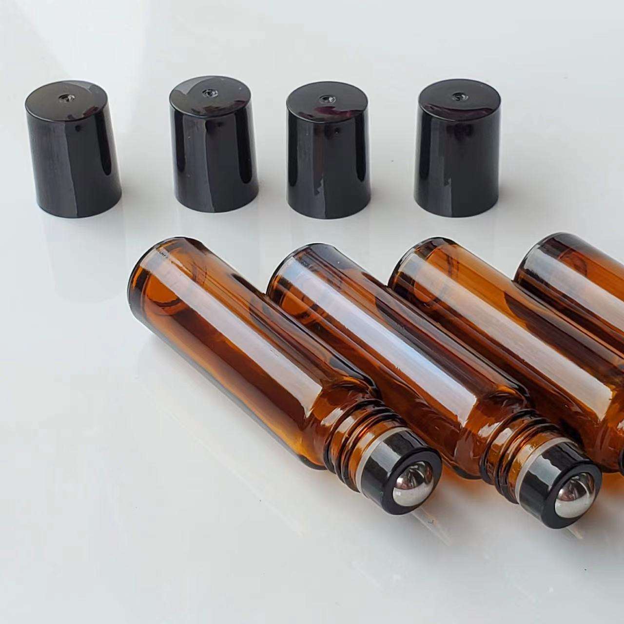 wholesale Perfume Essential oil 6ml 8ml 15ml 10ml matte black blue clear amber glass roller bottle