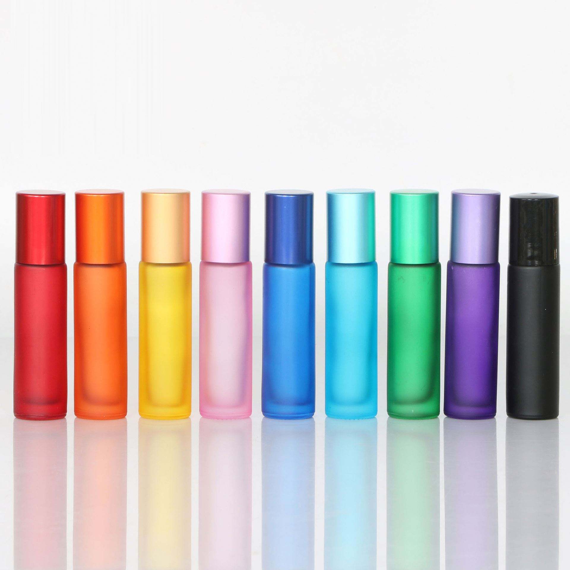 10ml Portable Frosted Thick Glass Roller Essential Oil Perfume Bottles Travel Refillable Roller Ball Bottle Container