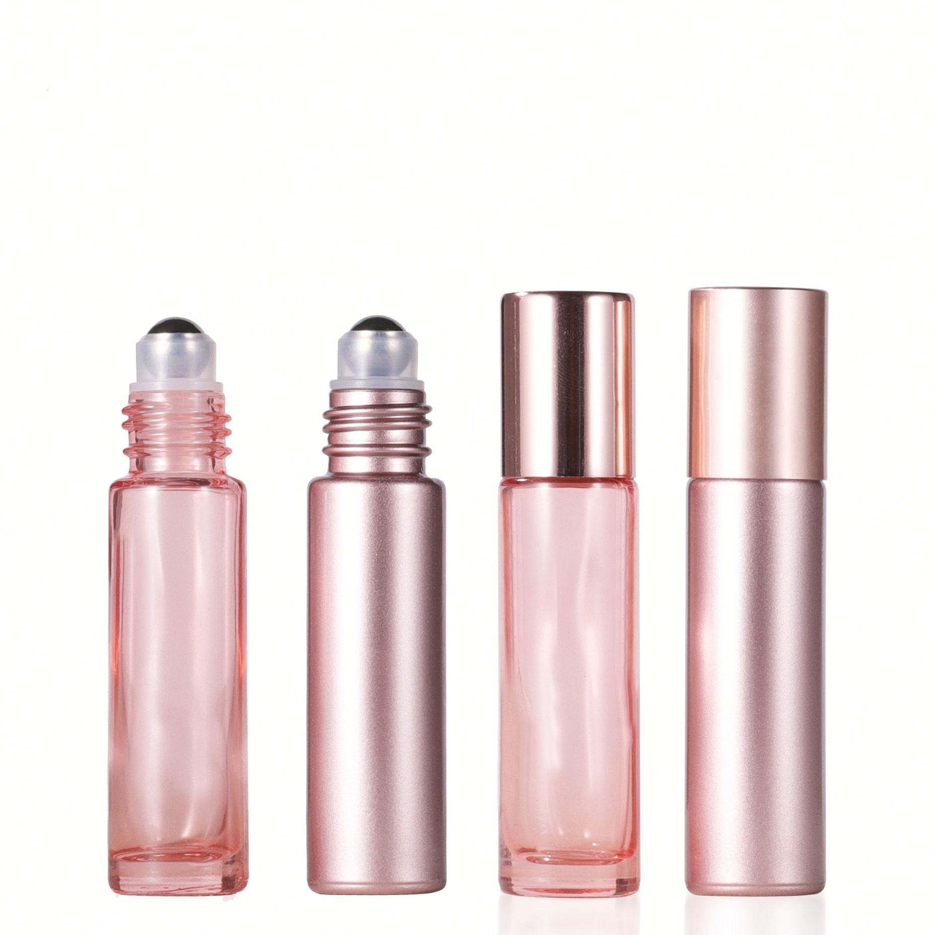 Wholesale Rose Gold Roll on Empty Bottle Cosmetic Packaging 5ml 10ml Essential Oil Pink Glass Roller Perfume Bottle