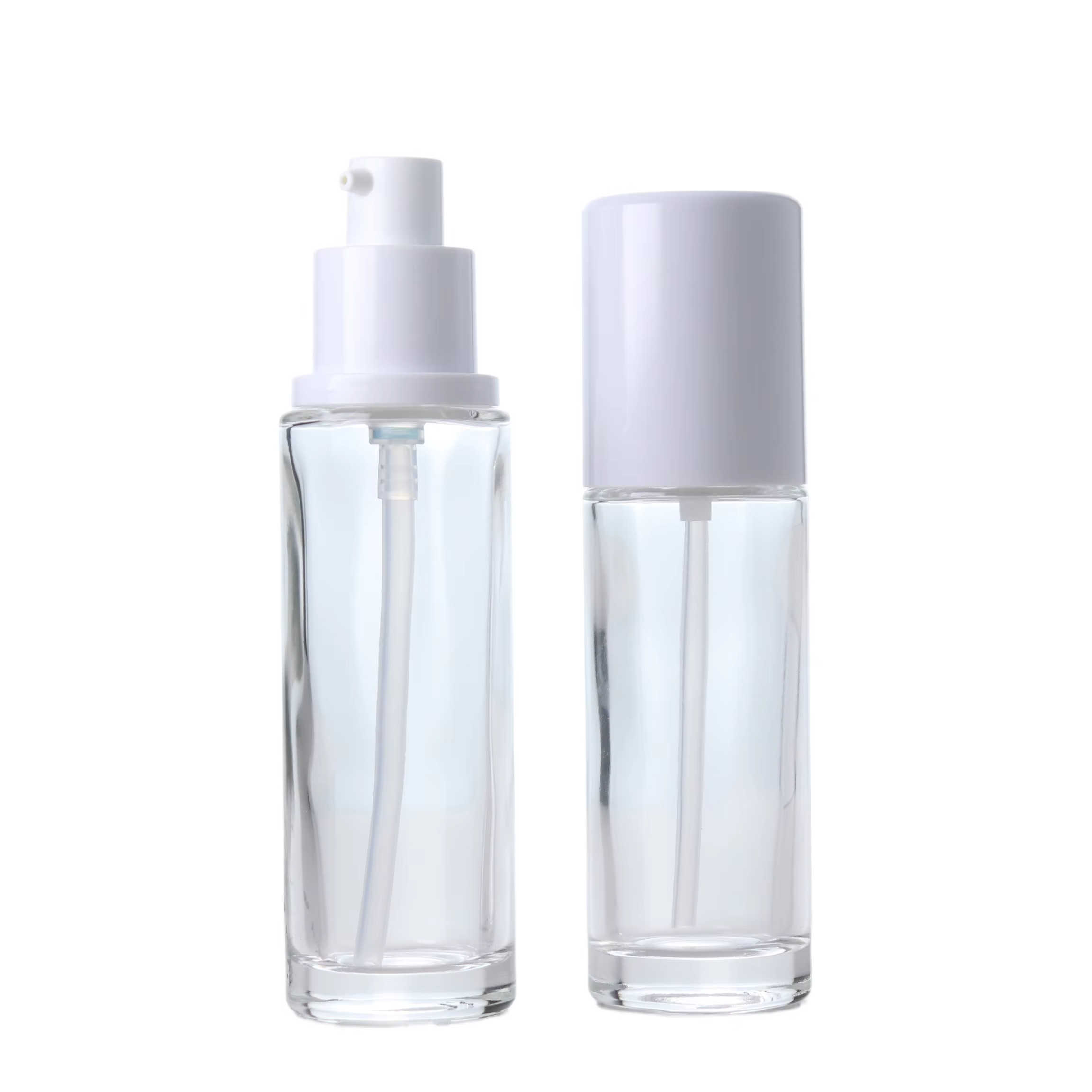 100ml Frosted Clear White Bottle Design Cosmetic Transparent Essential Spray Glass Bottles Lotion Spray Pump Glass Bottles