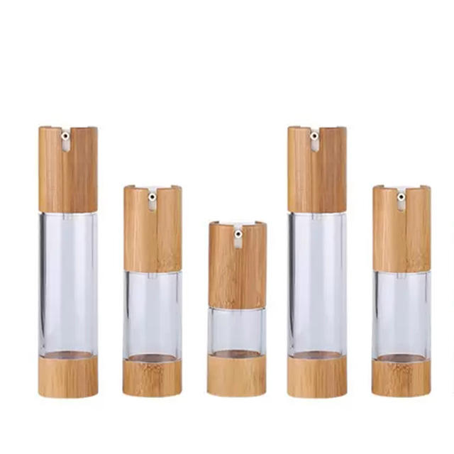  50Ml 100Ml Empty Cosmetic Lotion Airless Pump Bottle With Bamboo Packaging