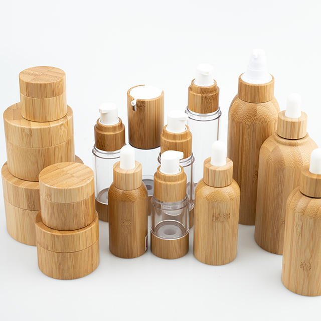  Wholesale Bamboo Cap Product Creams Jar Lotion Airless Pump Bottle for Cosmetic Packaging