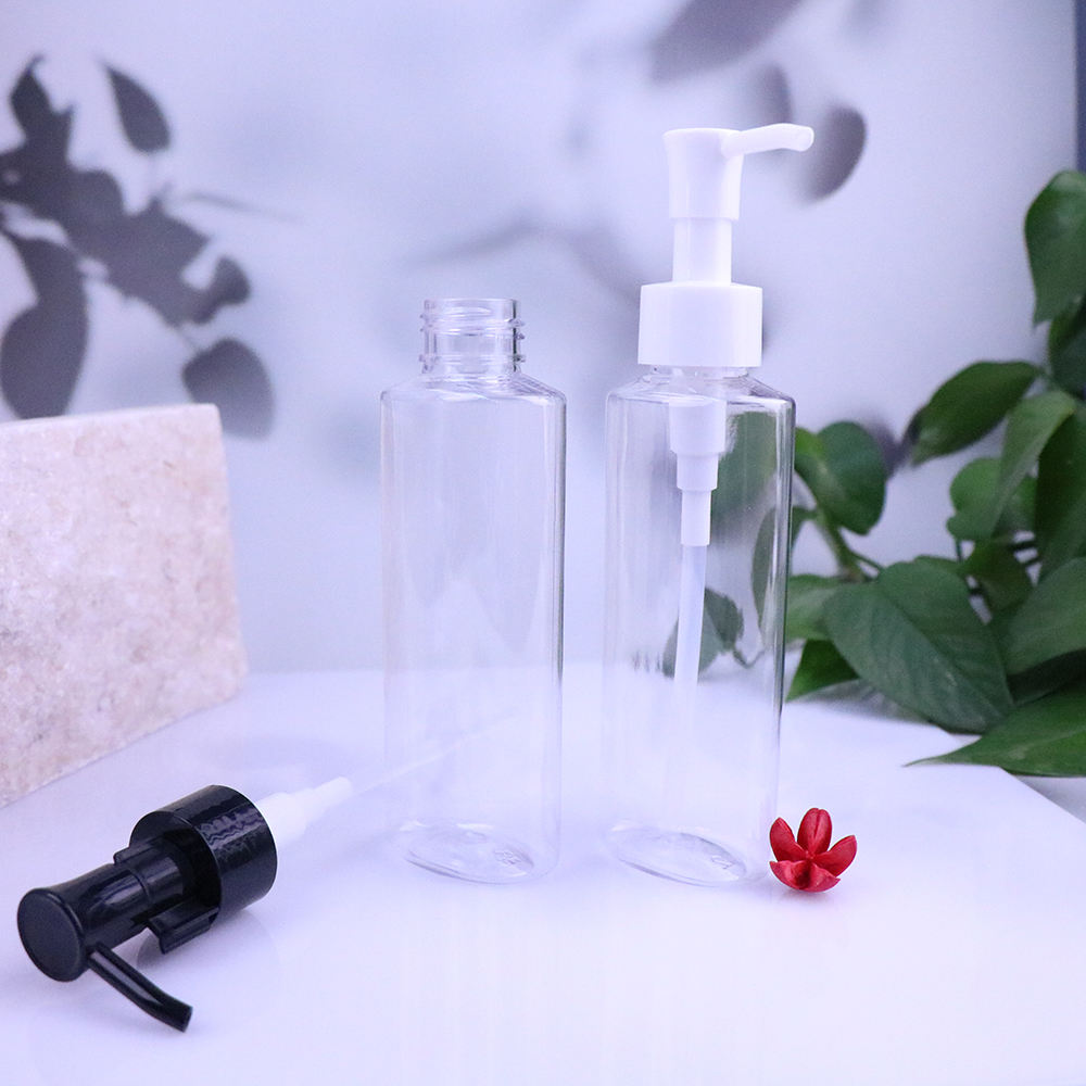 Empty Cosmetic Shampoo Lotion Packaging clear Plastic Bottle with Press Pump Cap