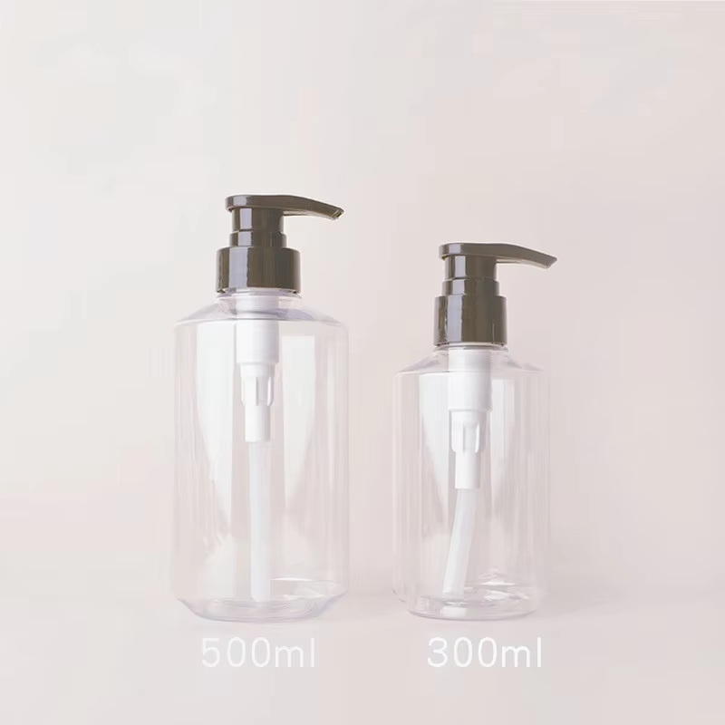 Factory Direct Clear 300ml Cosmetic Pump Bottle for Toner Shampoo 500ml Cosmetic Container With Screw Pump Head