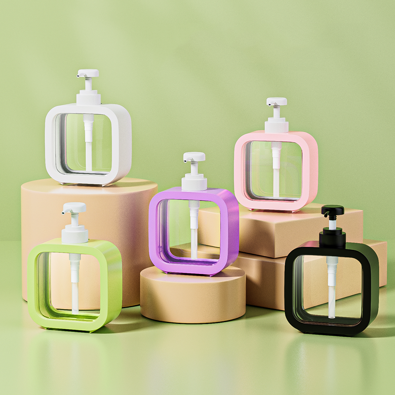 Hot Sale 500ml Empty Lotion Hand Sanitizer Body Wash square Transparent Press Pump Head Plastic Bottles