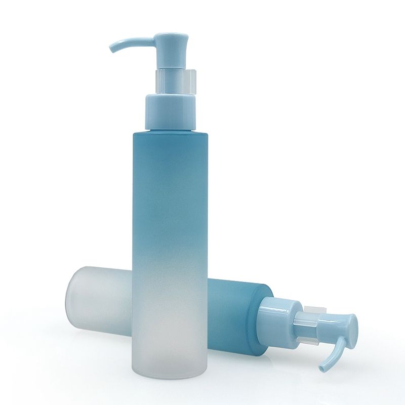 Gradient Blue Frosted 100ml 150ml Cosmetic Plastic Pump Bottles PP Material Pump for Lotion Cream Shampoo Skincare Face Mask