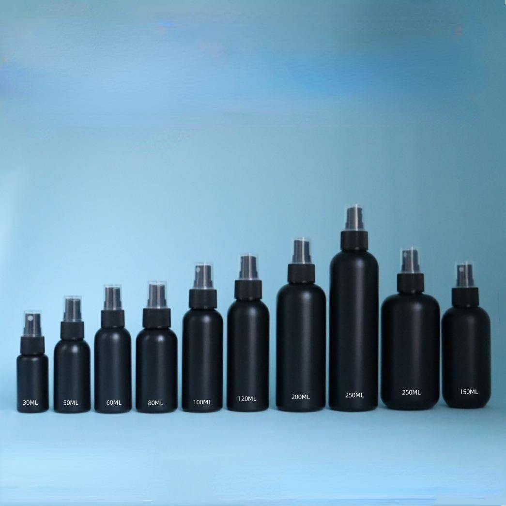 1oz 2oz 4oz Spray Black Bottle 30ml 50ml 60ml 100ml 120ml 150ml 200ml 250ml 300ml Matte Black HDPE Plastic Spray Bottles
