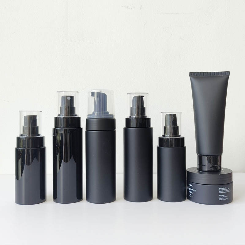 Matte Black 100ml 120ml 150ml Pet Plastic Lotion & Sunscreen Spray Bottles Fine Mist for Cosmetics & Shampoo Packing