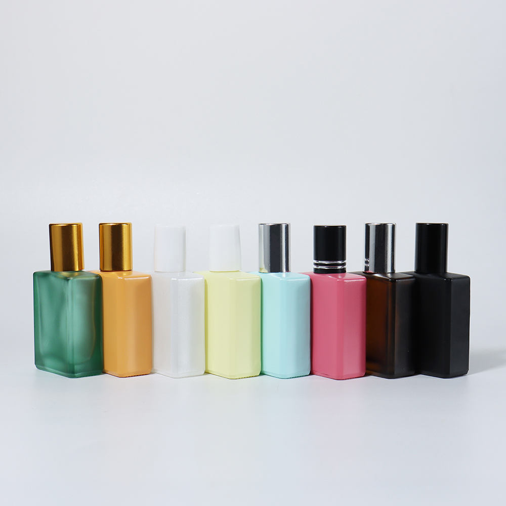 Wholesale Custom Color 15ml 30ml 50ml 100ml Square Glass Roll Bottles White Frosted Bottles 