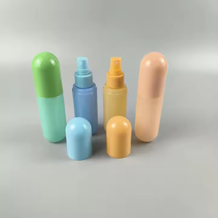 Wholesale Round Shape Sunscreen Mist Spray Bottle /colored 80 ml Refillable Bottle Bath Lotion  Perfume Spray Bottle with Spray