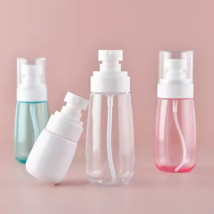 Custom 1oz 2oz PETG Plastic Cosmetic Bottle Packaging 30ml 60ml 80ml 100ml Sizes with Sprayer Lotion Pump for Face Cream