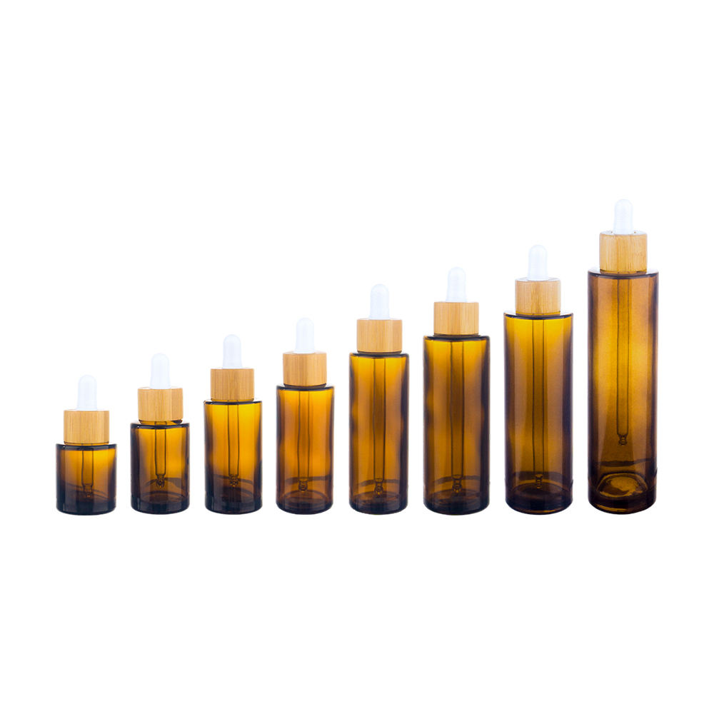 Hot Sale 100ml 50ml 30ml 20ml 40ml 60ml 80ml 120ml Frosted Matte White Black Amber Glass Dropper Bottle with Bamboo Lid